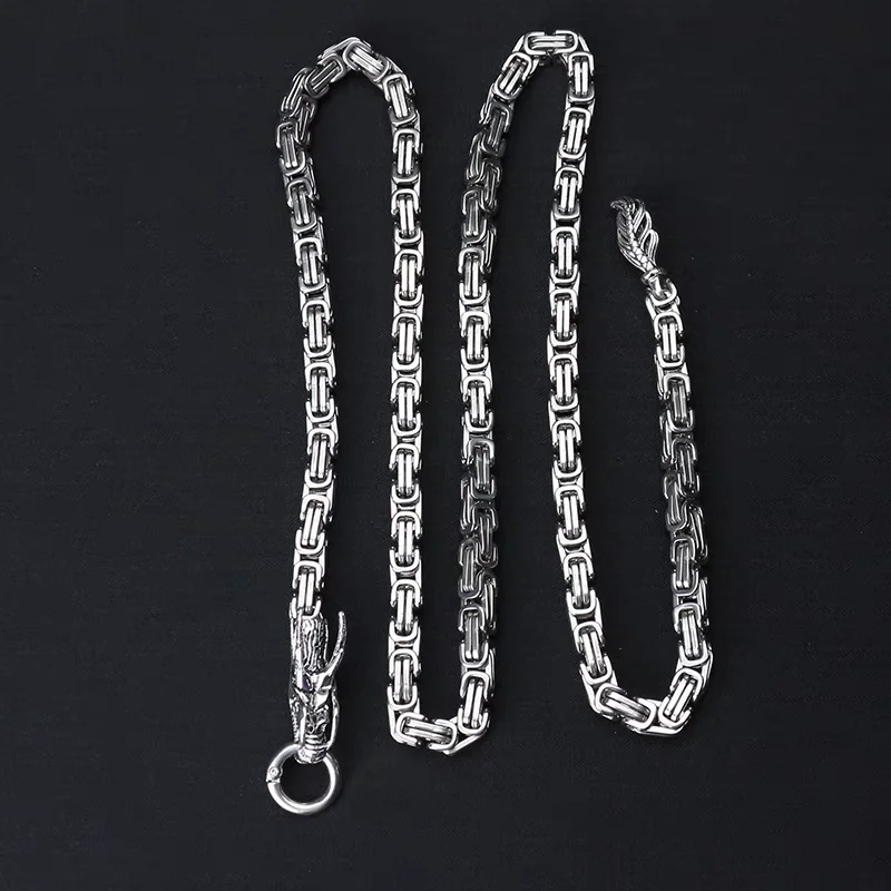 EDC Self Defense Whip Titanium Steel Naszyjnik Fashion Chain Waist Dragon Head Pendants Bransoletki Chłopiec Gadżety Dla Mężczyzn Fajne Prezenty