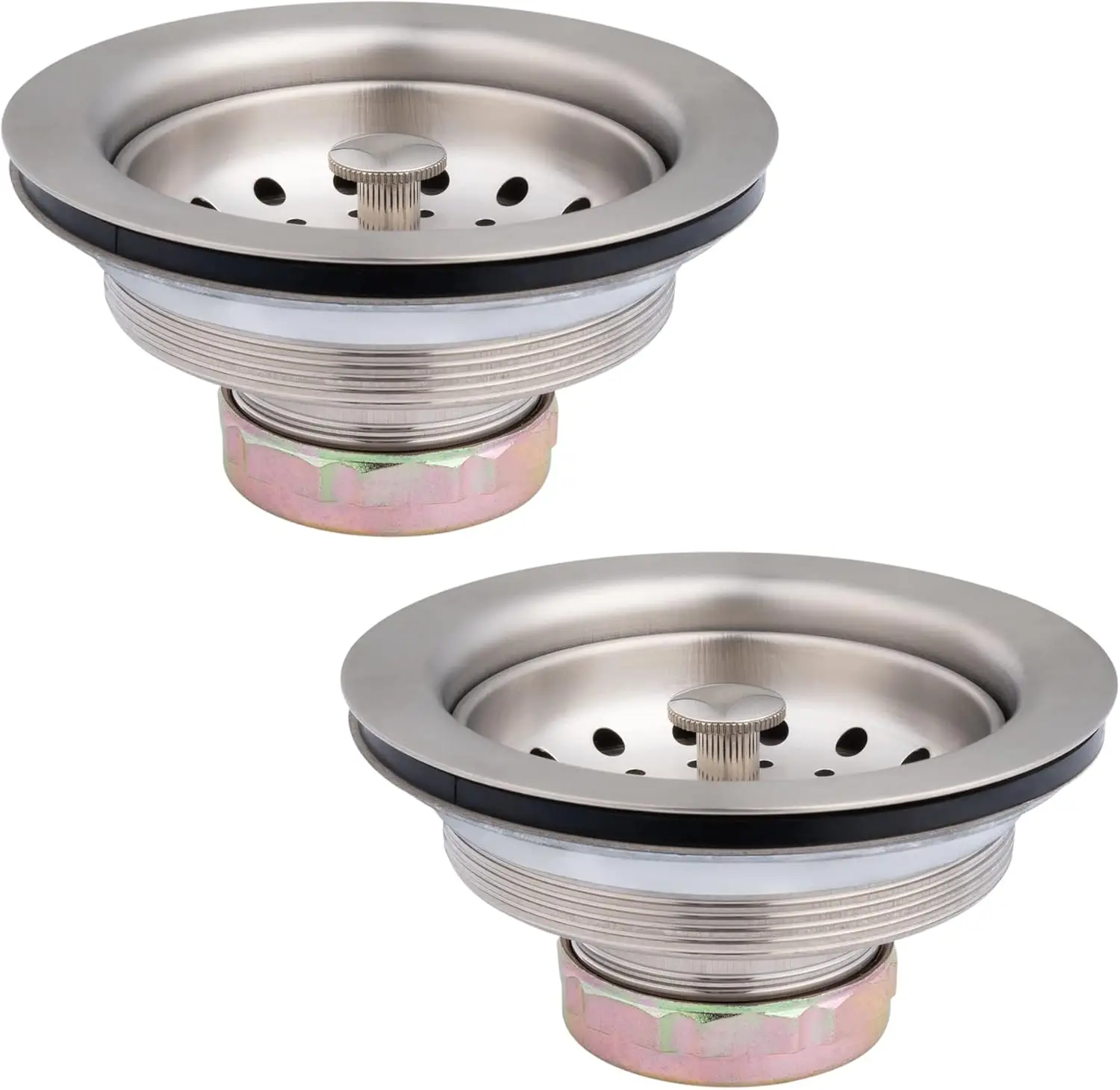 

2-Pack Kitchen Sink Basket Strainer and Stopper, 3-1/2” Kitchen Drain Assembly with Strainer and Sink Stopper, Kitchen