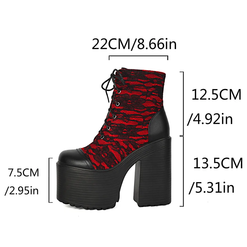 

YMECHIC/2026, готические винтажные кружевные ботильоны на платформе, красная обувь на высоком каблуке с перекрестной завязкой, нарядная женская обувь для мероприятий, оптовая продажа
