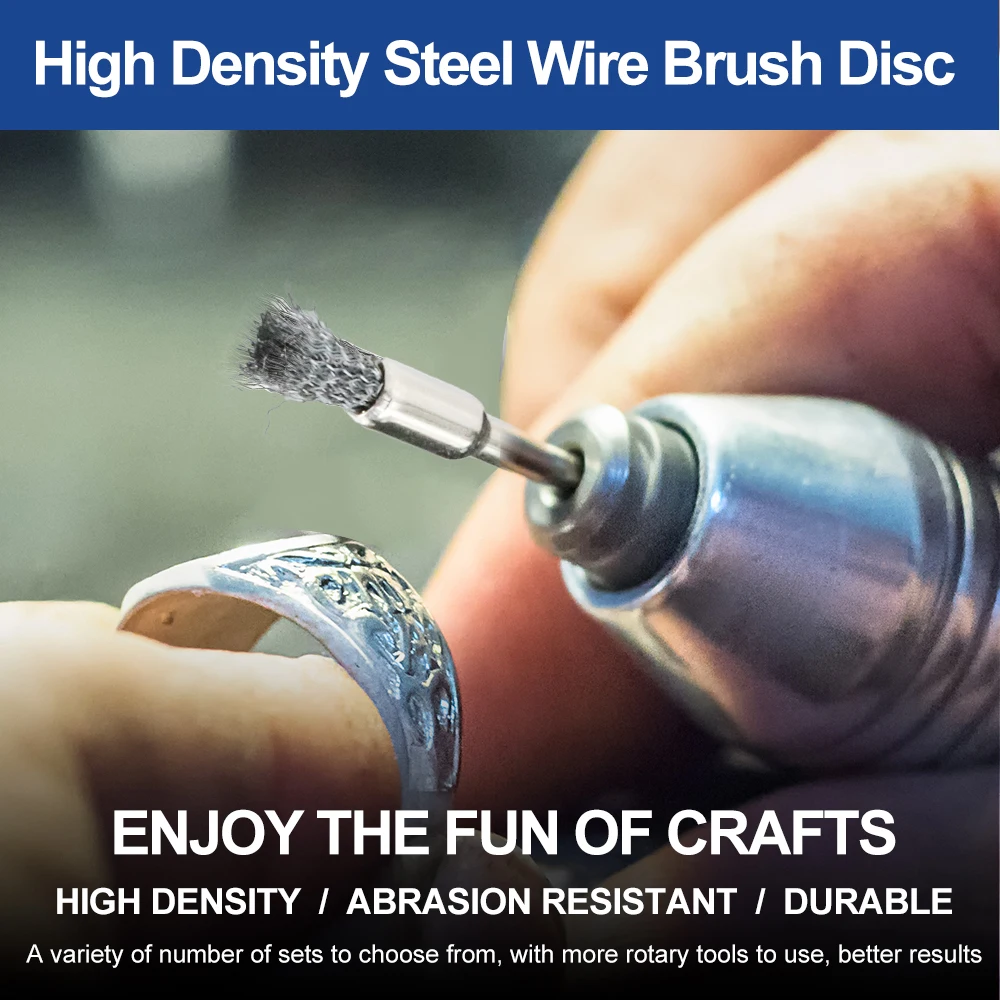 CMCP مجموعة فرشاة عجلة أسلاك الفولاذ 3.0 مللي متر عرقوب لأداة دريمل الدوارة أداة تلميع المعادن فرشاة أداة جلخ