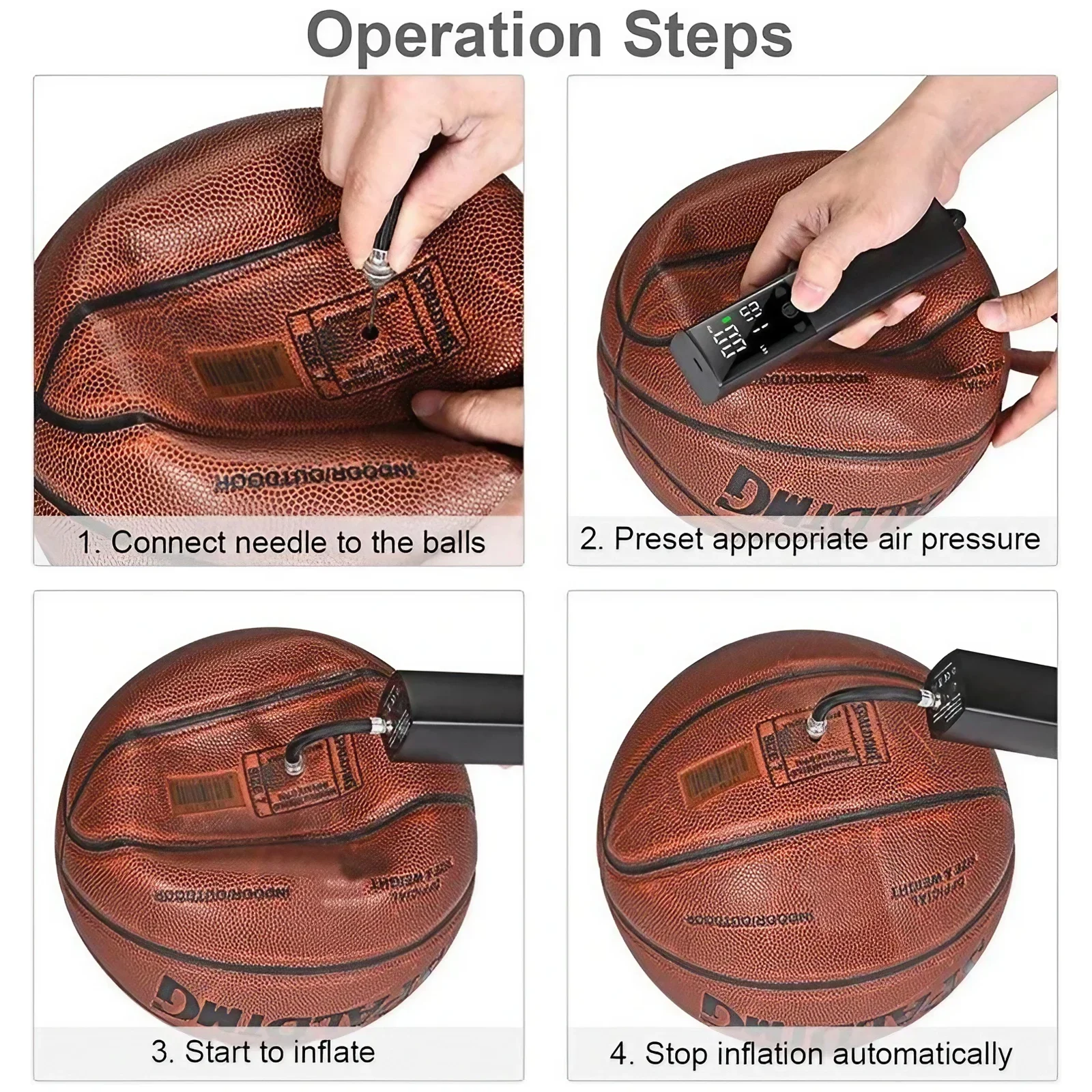 Automatic Electric Ball Pump Portable Ball Inflator for Inflatable Buoy, Basketball, Football, Volleyball and Rugby