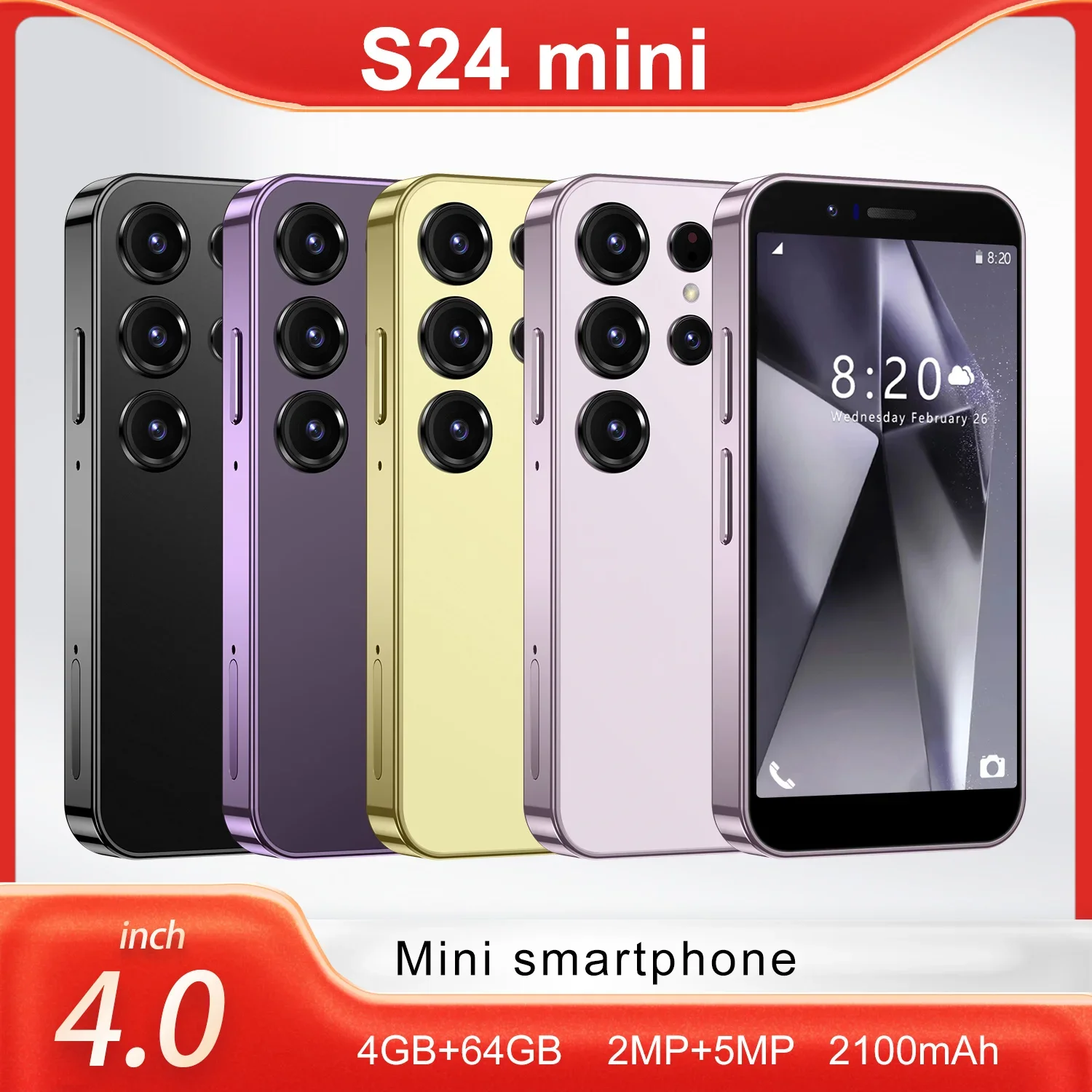 Cellphones S24 mini 4.0Inch 4G 5G Dual SIM Original Smartphone 2100mAh Cell Phone Android 8.1 Global Version Smart Mobile Phones