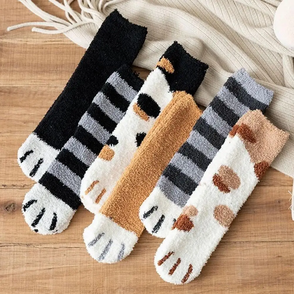 

Novelty Cat Paw Socks Cute Socks Cozy Cat Paw Winter Socks for Home Bedroom Indoor Wear Cute Fuzzy Slipper with for Warmth