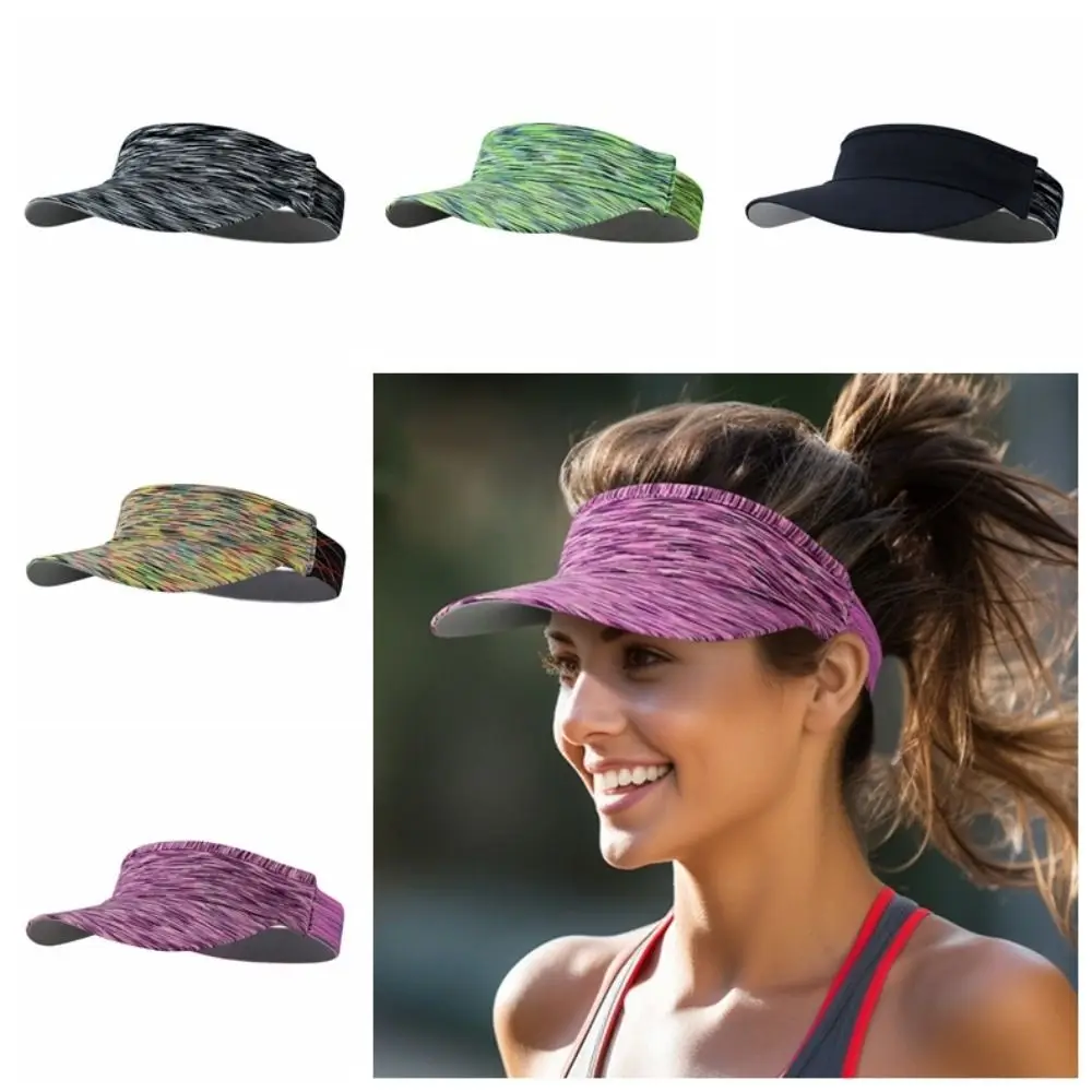 

Sweat Absorbent Empty Top Hat Quick Drying Mixed Colors Topless Visor Cap Sun Protection Adjustable Sports Hat Tennis Beach