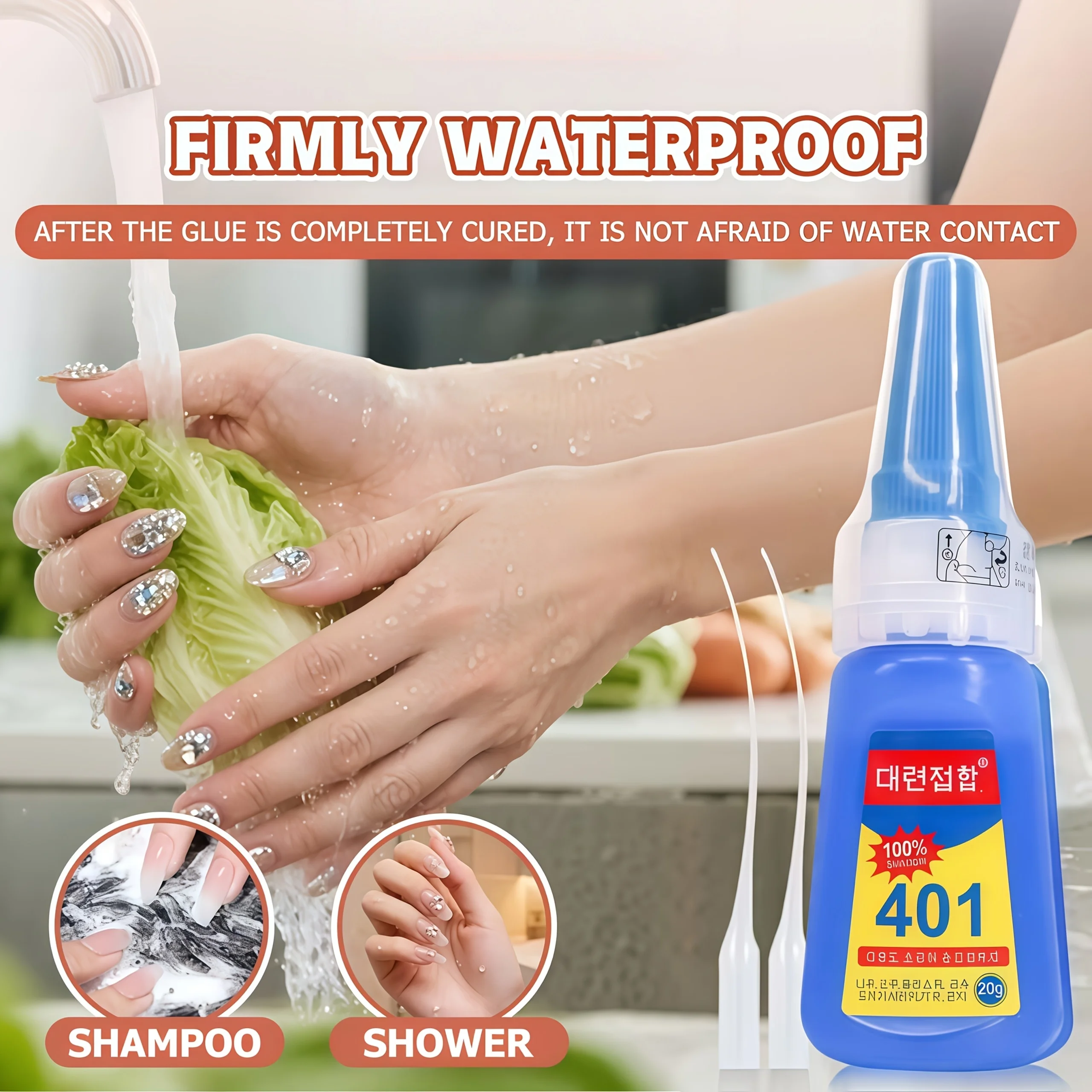 401 Nail gel High-Speed Adhesive, 3-Second Quick Dry, Essential for Nail Artists and Beauty Lovers, Transparent Gel