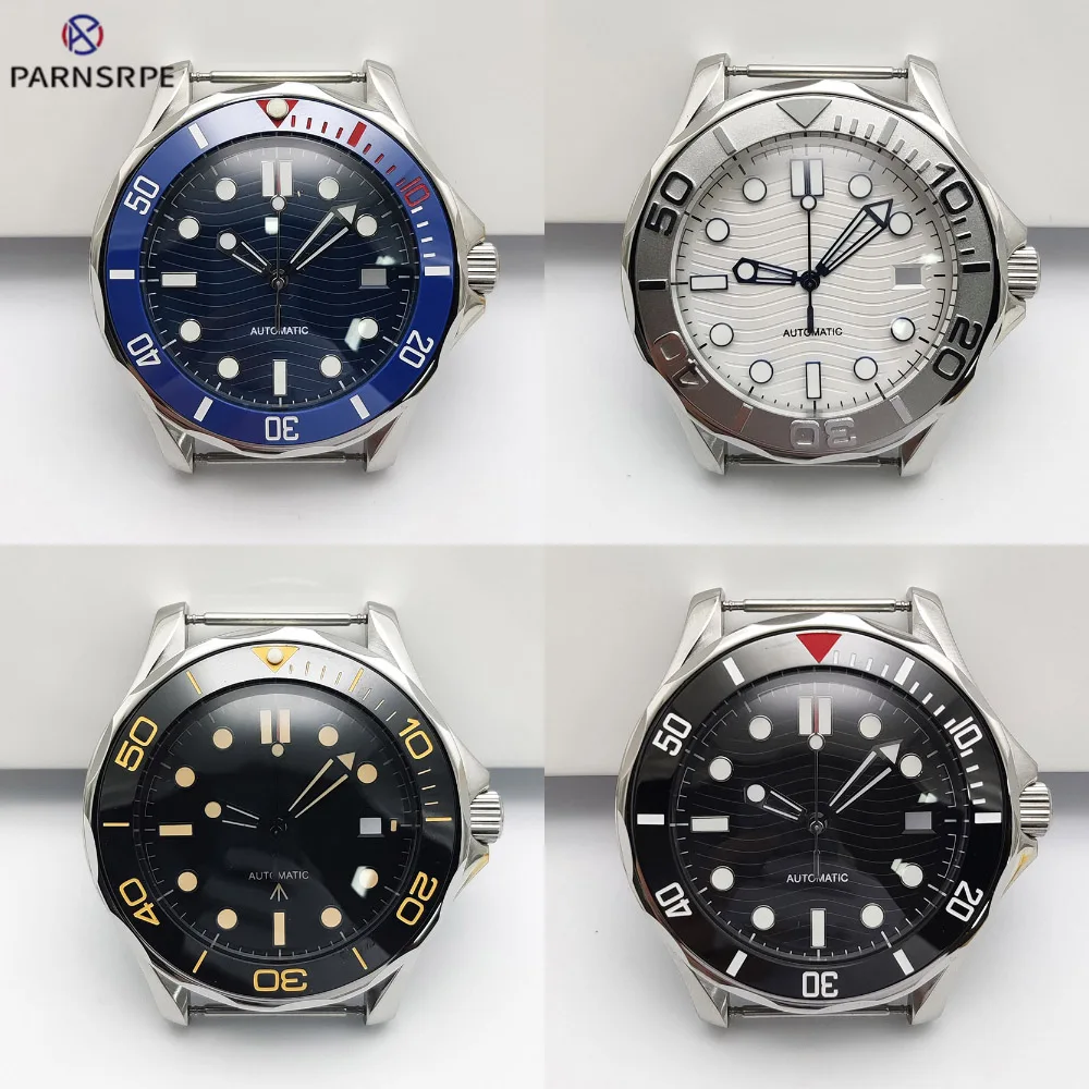 8215 Case Strap 41mm Silver Stainless Steel Watch Case Sloping Bezel,Sapphire Glass,C3 Luminous 28.5mm Dial,Transparent Back