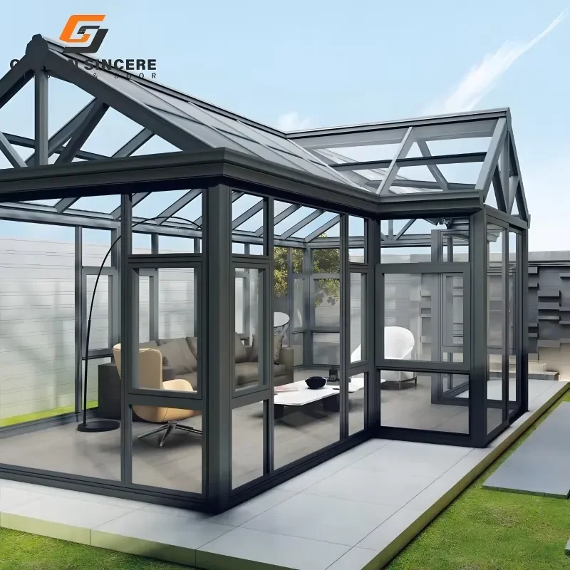 GS Popular Outdoor Aluminum Solarium Sunrooms Glass House for Outdoor Use