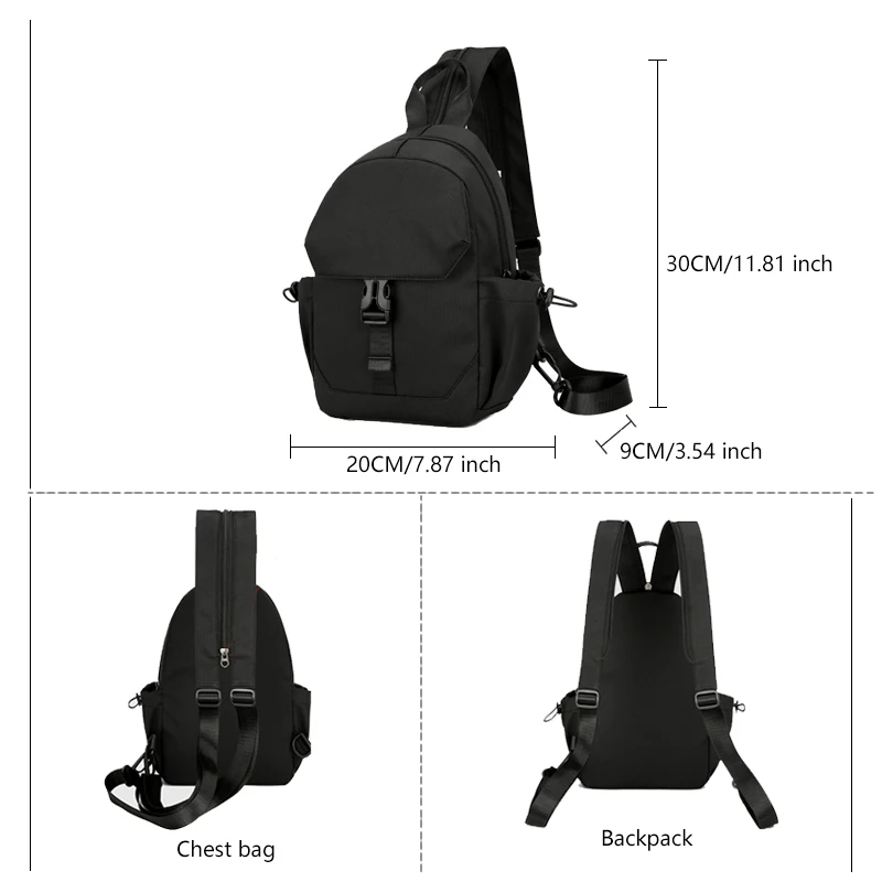 Chest Bag For Men Handbag Oxford Cloth Women Backpack Unisex Small Bag Multifunction Male Shoulder Bag Leisure New Crossbody Bag