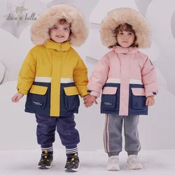 DBM16057 dave bella winter baby unisex fashion hooded down jacket children 90% white duck down outerwear fashion light down coat