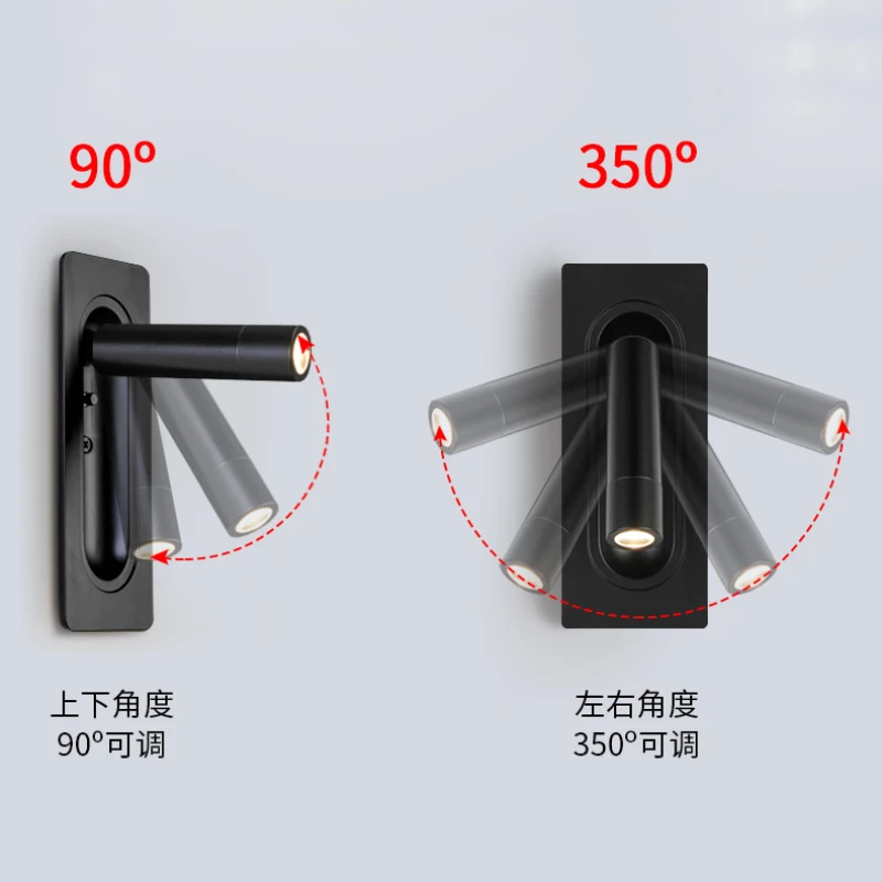 Imagem -04 - Embutido Luzes Led Parede Rotatable Cabeceira Luzes de Leitura Decoração Simples e Criativa Quartos do Hotel e Salas de Estudo