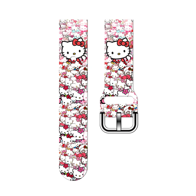 

20MM Sanrio pink KT cat Printed Strap for Samsung Galaxy Watch 7/6/5 40mm 44mm Band Replaceable Bracelet for Xiaomi Huawei Watch