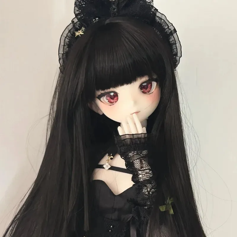BJD doll wigs for 1/3 1/4 1/6 size bangs black long straight hair doll accessories