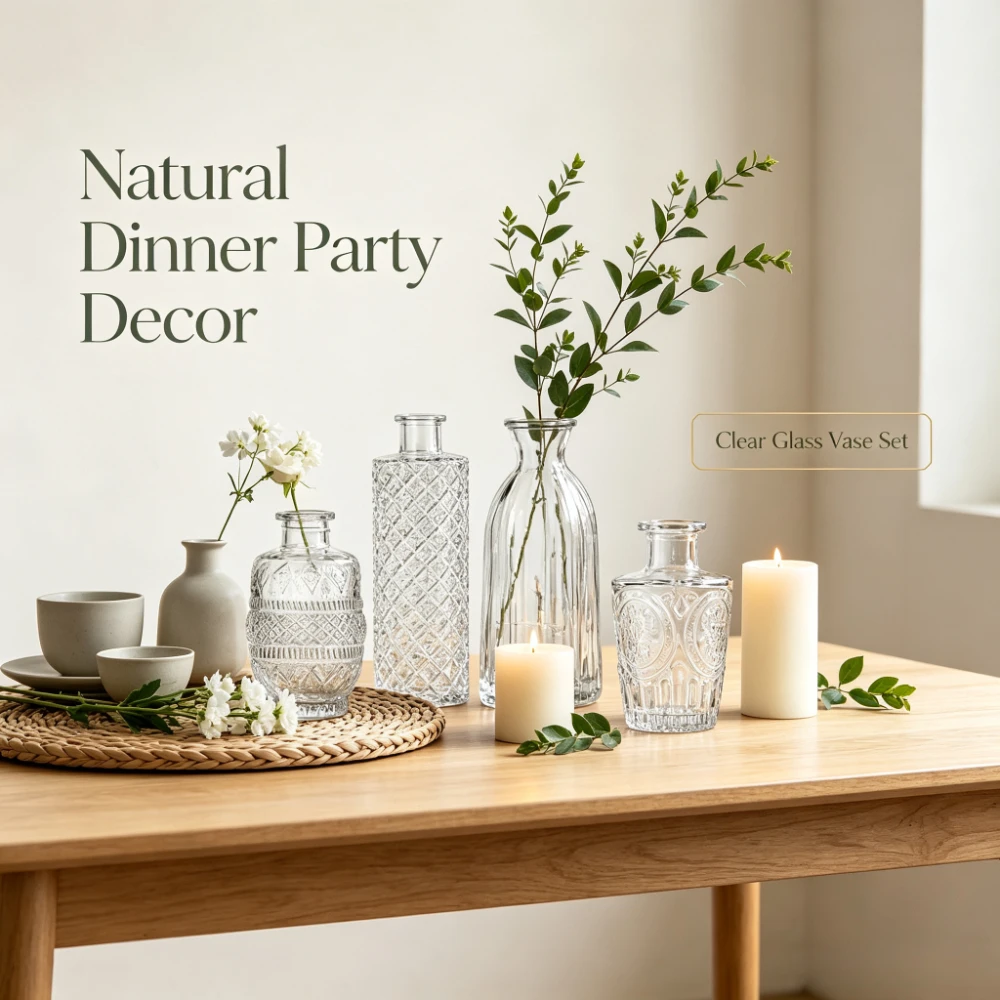 Multiple Styles Twisted Clear Glass Bud Vase  Set Nordic Style Flower Arranging Container Home Dining Table Decor Ornament