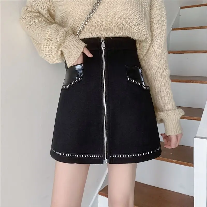 2024 Autumn New Short Skirt, Fashionable, Fat Sister, Slim, High Waist, A-line, Legs, Long Zipper Half Skirt for Women