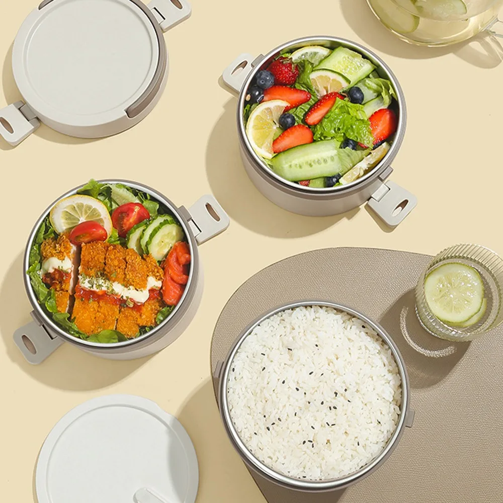 Practical 304 Stainless Steel Lunch Storage Container 700ml/1200ml Thermal Lunch Box Food Container For Travel