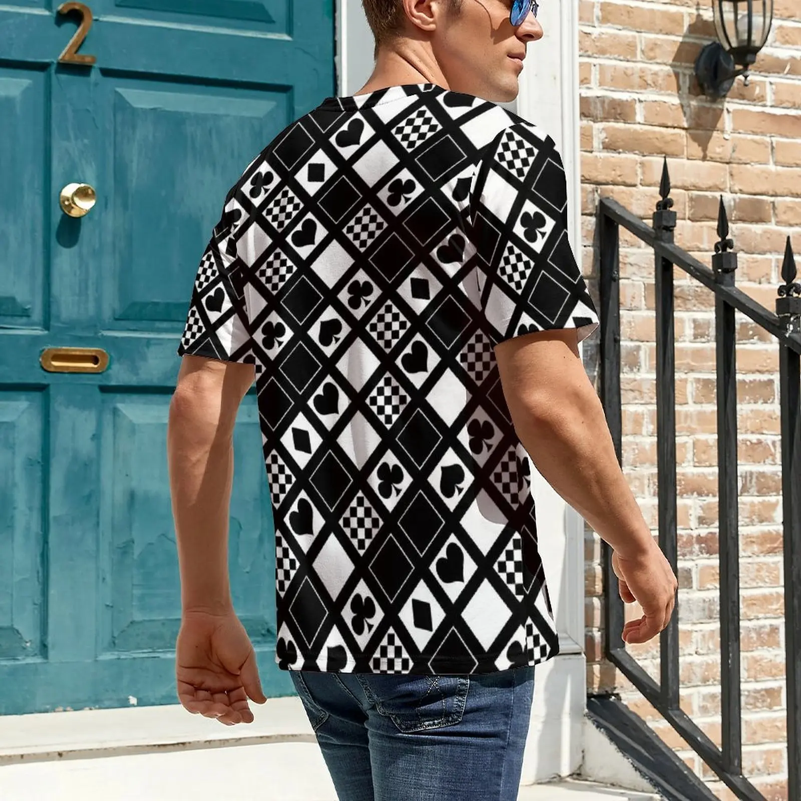 Casino Playing Cards T Shirt For Couple Hearts Crosses Print O Neck T-Shirts Summer Tops Short Sleeves Streetwear Big Size Tees