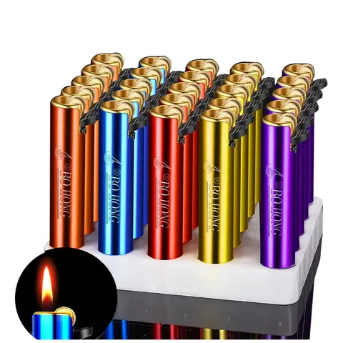 1-50PC Metal Butane Grinding Wheel Lighter Electroplating Inflatable Butane Lighter Supermarket Hotel Advertising Custom