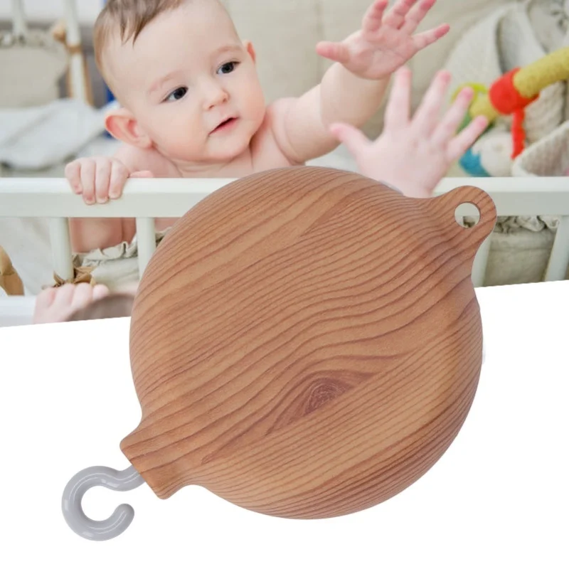 Caja de música para cuna infantil, 3 modos, 35 canciones, ajuste de volumen, caja Musical móvil para cuna giratoria de grano de madera