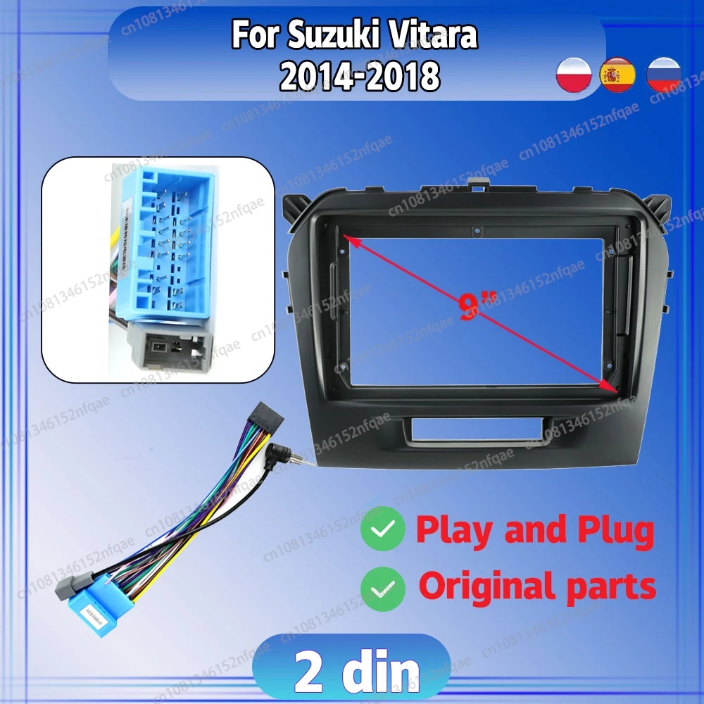 Rádio do carro para Suzuki Vitara 2014-2018, Android, DVD, Tela de Áudio Estéreo, Cabos de Video Frame Multimídia, Arnês, Adaptador de Navegação