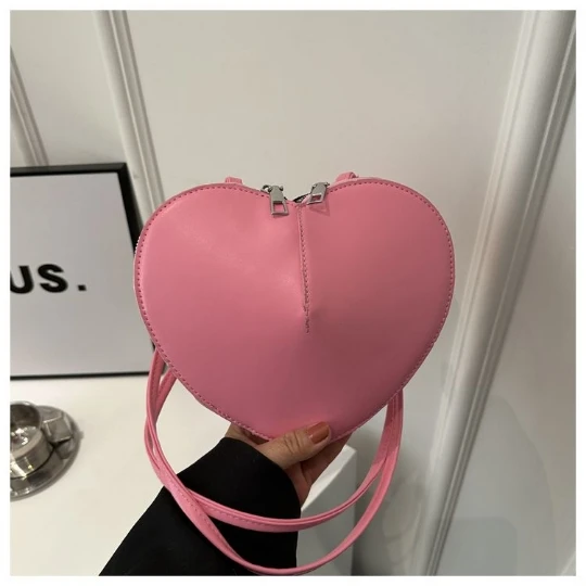 Pink 2024 New Heart Women Bags Trend Elegant Girl Woman Handbag Shoulder PU PVC Lady Crossbody Purses Tote Luxury Women\'s Bag