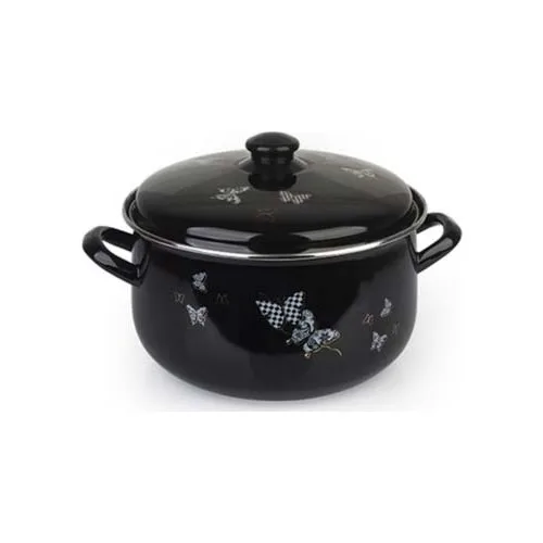 Acar Butterfly Pattern 4.5 Liter Enamel Casserole With Lid