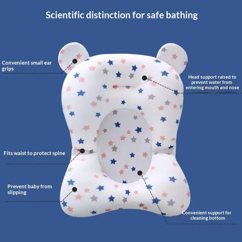 Baby Bath Seat Support Mat Infant Anti-Slip Soft Comfort Body Cushion Foldable Baby Bath Tub Pad Chair Newborn Bathtub Pillow view 4
