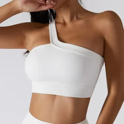 Al Sportswear Yoga Sport Bhs Frauen Eine Schulter Bh Sport Unterwäsche Tragen Hohe Festigkeit Unterstützung Frauen Bh Kein Draht Crop Top