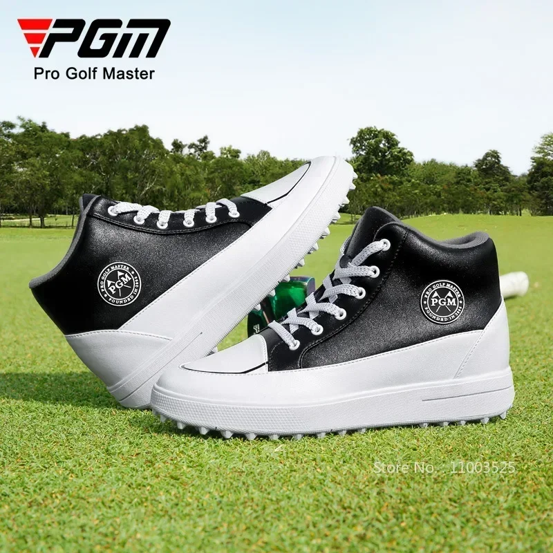 PGM Women Waterproof Non-slip Golf Shoes Ladies Height Increasing Golf Sneakers Women High Top Sport Shoes Wedge Footwear