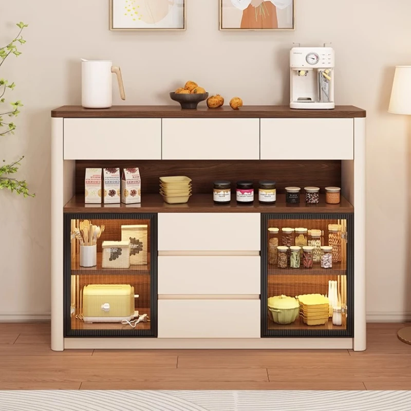French Mid-century Showcase Cabinets Kitchen Sideboard Storage Locker Glass Door Display Cabinet Home Living Room Furniture