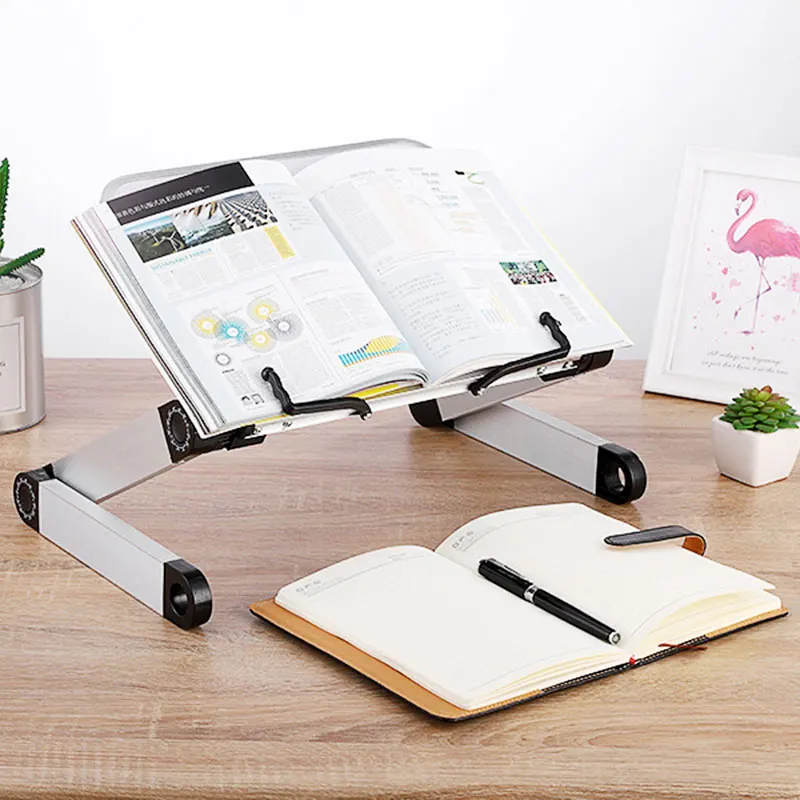 Foldable Reading Book Stand Cookbook Recipe Shelf Adjustable Support Holder Tablet Bracket Desk Bookshelf With Page Paper Clip