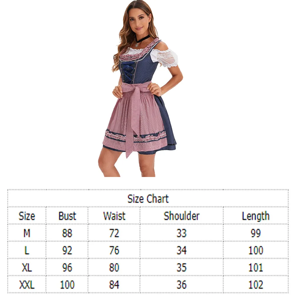 Munich Beer Festival Cosplay Costume Colorful Dress Apron Shirts Outfits Halloween Carnival Adult Female Suit