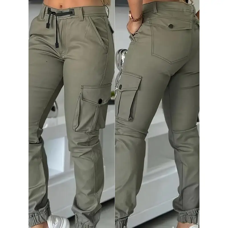 Autumn New High Waist Slimming Women's Casual Fashion Military Pants Neutral Style Harlan Pants Other Material 100%