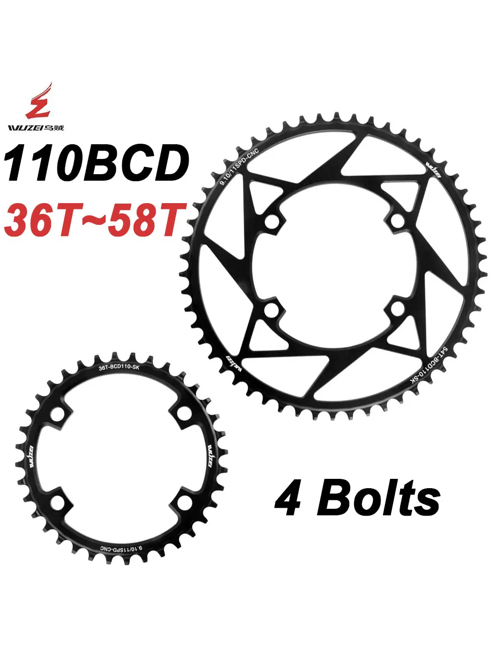 AliExpress NONE WUZEI Road Bike Chainring 4 Bolts Chainwheel 110 BCD Sprocket Narrow Wide Stars 110BCD Bicycle Crown for Shimano 105 R7000 R8000