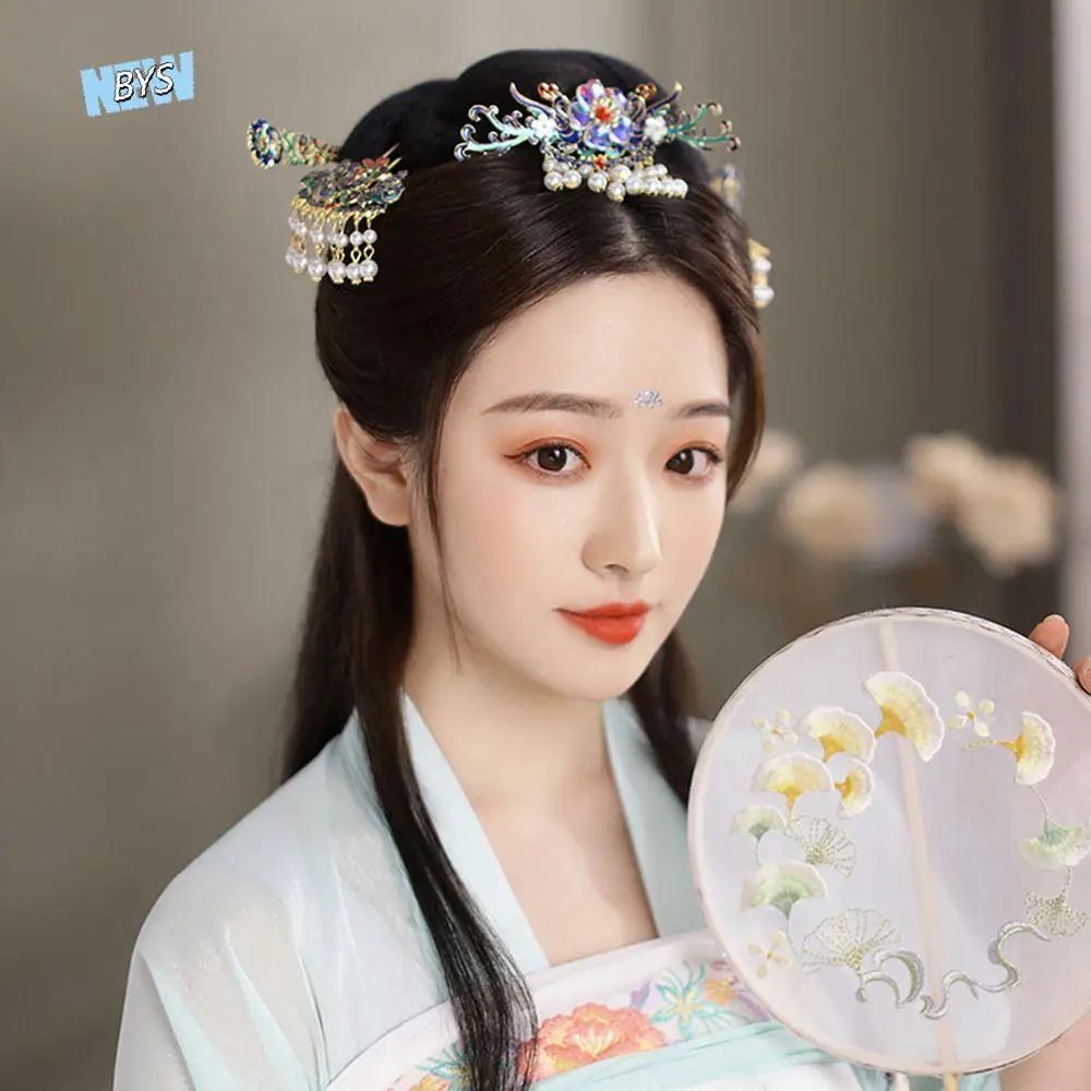 

Headdress Chinese Style Hair Disk Ladies Flower Ancient Style Women Hair Fork Hair Accessories Pearl Hairpins Hanfu Hair Sticks