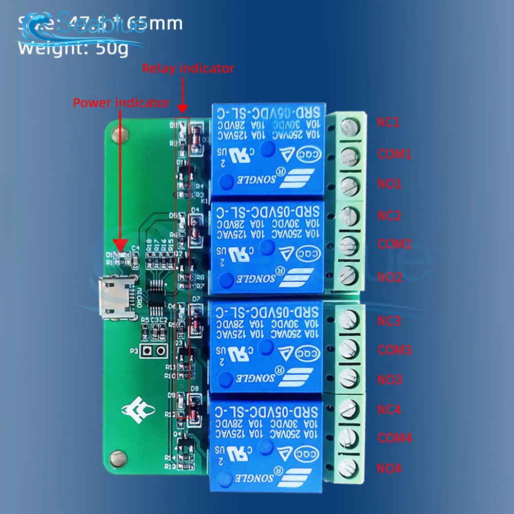 1/2/4 Channel HID Drive-Free Micro USB 5V Relay Module Can Control the Relay On and Off On the Computer Side Safety Protection