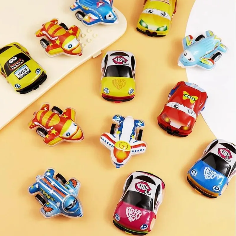 

10PCS/lot New Cartoon Mini Car Toys Cute Vehicle Model Plastic Pull Back Cars Plane Toy Cars for Children Funny Kid Toys for Boy