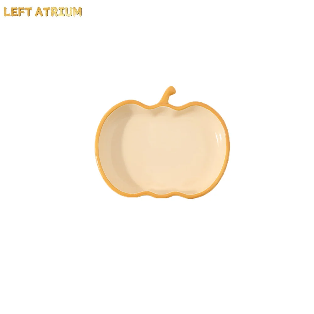 Creative Pumpkin Shape Ceramic Plate Korean Ins Under Glazed Porcelain Tableware Dessert Cake Fruit Plates Kitchen Supplies