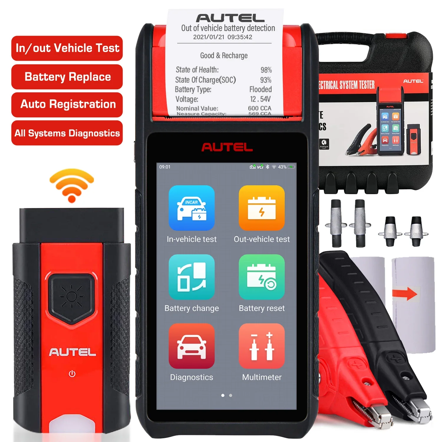 Autel MaxiBAS BT608 Auto Battery Tester Electrical System Analyzer Adaptive Conductance Techology All System Diagnostic Scanner