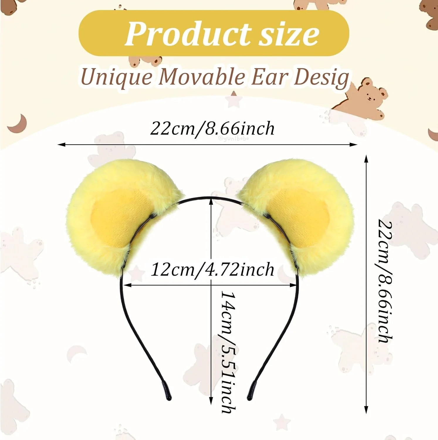 1PC Plüsch Bärenohren Stirnband, süßer flauschiger Tierhaarreifen für Frauen, Mädchen und Haustiere, bezaubernder Party-Cosplay-Haarschmuck – Detail 3