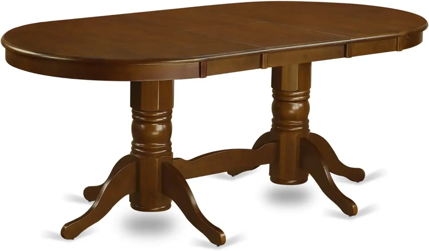 Vancouver Dining Room Table - an Oval kitchen Table Top with Butterfly Leaf & Double Pedestal Base