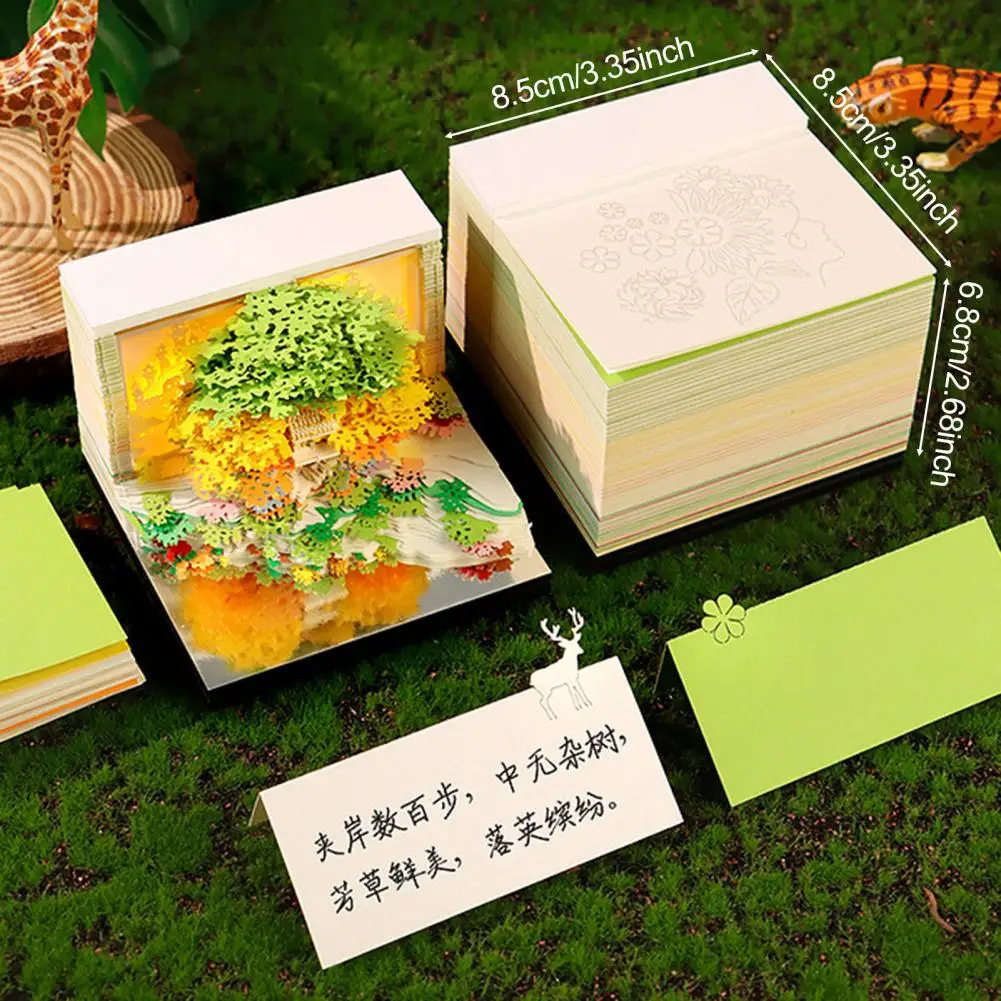 2026 Desk Calendar with LED Light Tear-off Decorative Panda Calendar Christmas Gift 3D Time Piece Calendar Carved Tree Memo Pad