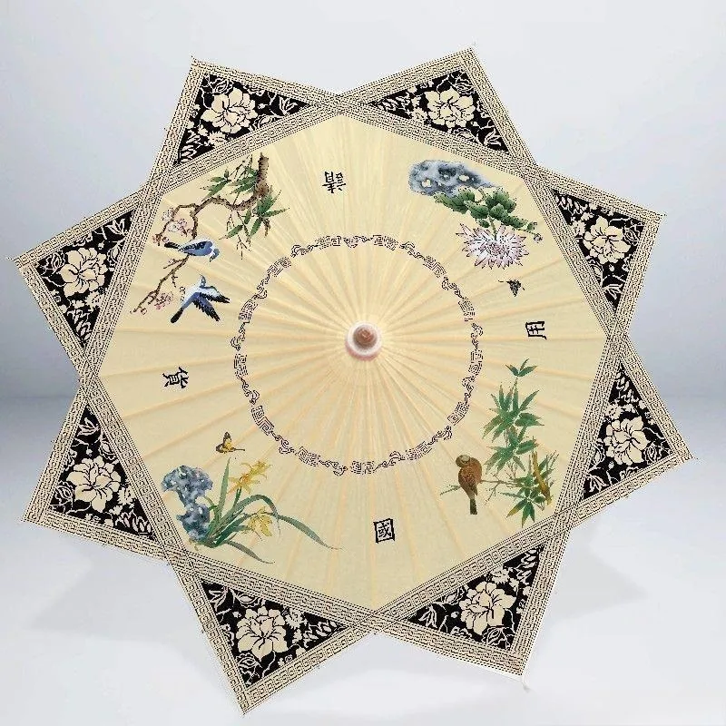 Octagonal oil-paper umbrella cloud shoulder rain and sun protection retro umbrella Hanfu decoration