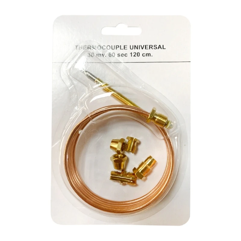 Universal Gas Thermocouple with 5pcs Fixed Part Fireplaces Replacement Adaptors Temperature Controller Probe for Oven