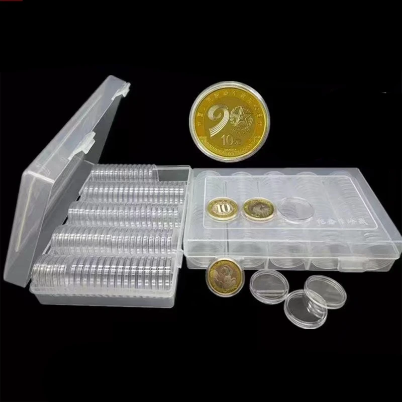 100Pcs 27mm/30mm Transparent Coin Cases Coins Storage Capsules Protection Box Container Holder Coin Collecting Box Case Collect