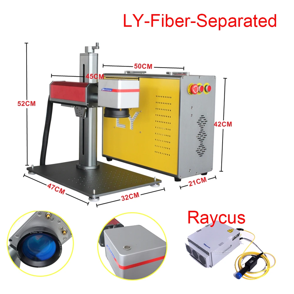 

Raycus 20W 30W 50W Fiber Laser Engraving Marking Machine Mini Separated Optical Fiber Laser Cutting Engraver for Metal Plastic