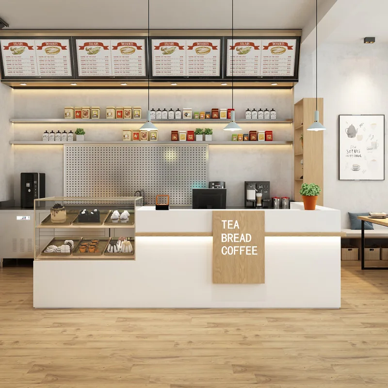 

Simple modern milk tea shop bar checkout page restaurant baking coffee shop cake dessert shop counter corner table