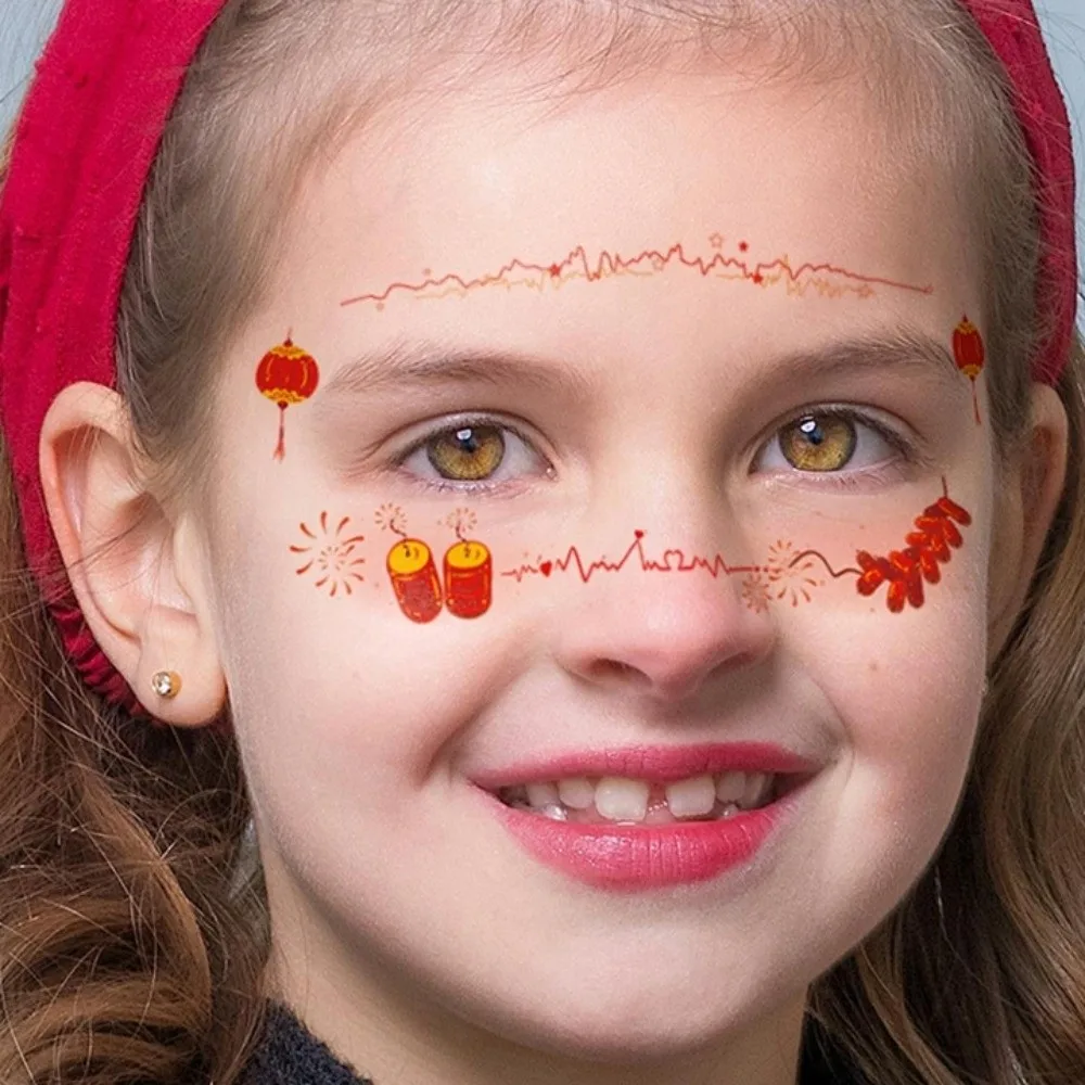 

Водостойкие китайские новогодние наклейки для макияжа, долговечные мультяшные лунные новогодние румяна, одноразовые наклейки для боди-арта