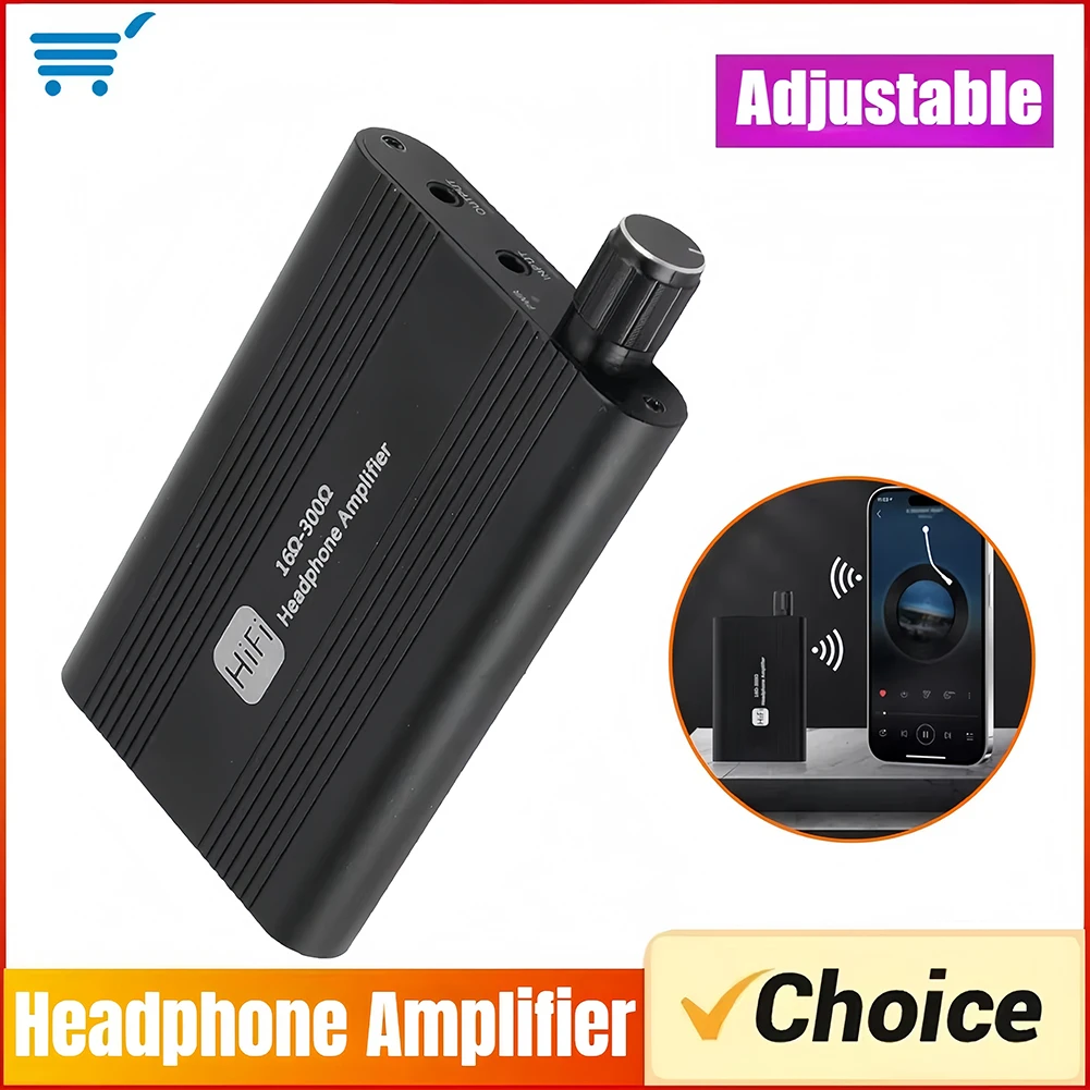 

HiFi Headphone Amplifier 16-300Ω Audio Amplifier 3.5mm Portable Stereo Headphone Volume Amplifier Adjustable for Music Player