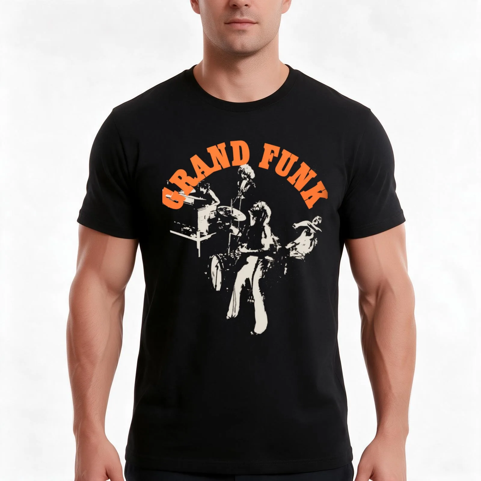 Grand Funk T-Shirt, Summer Casual Cotton Tee, Oversized Streetwear Tops, Vintage Graphic Print, Loose Fit Short Sleeve