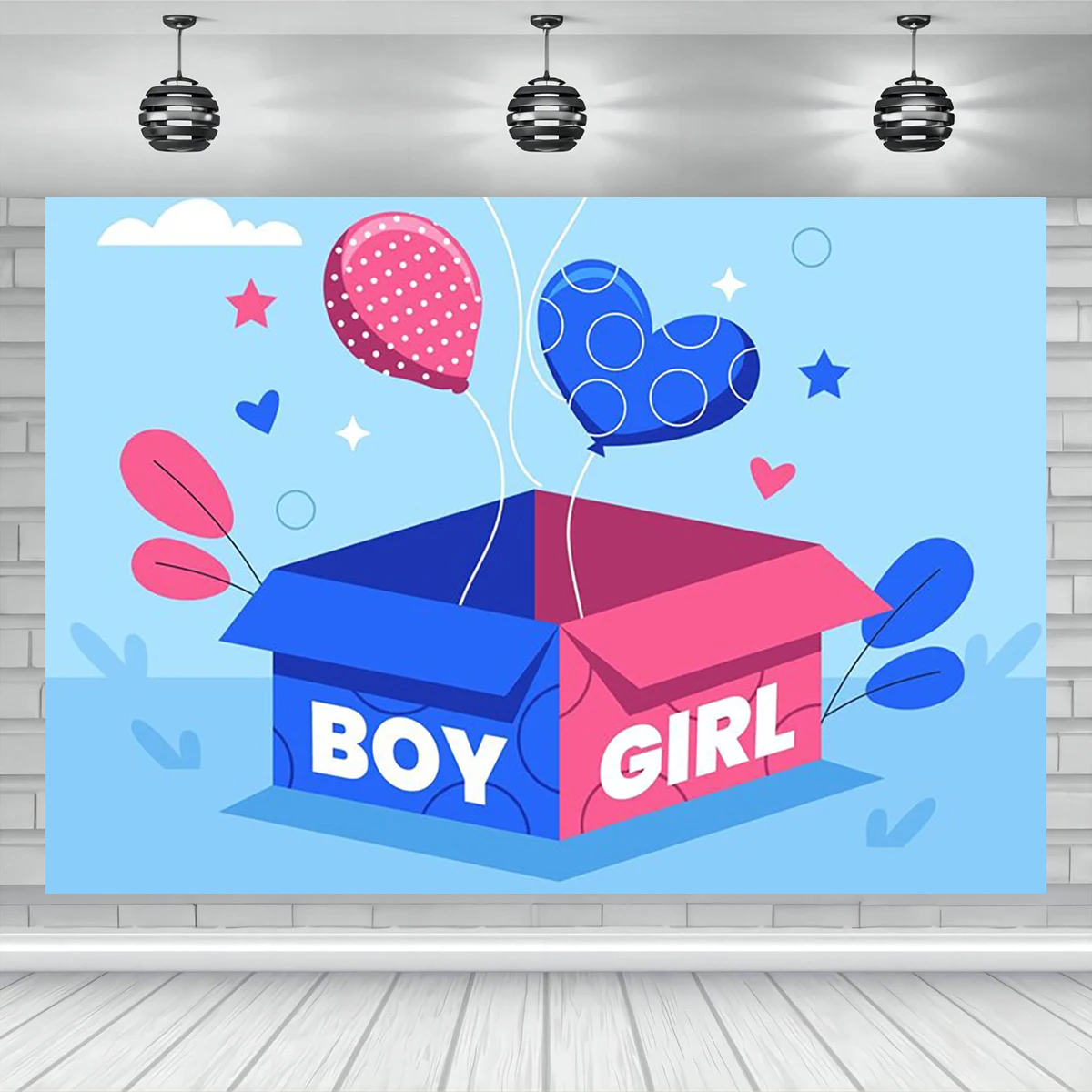 Ggender Reveal Backdrop Photocall Blue and Pink Balloon Banner Background Happpy Birthday Pary Decor Kids Boy Girl Baby Shower